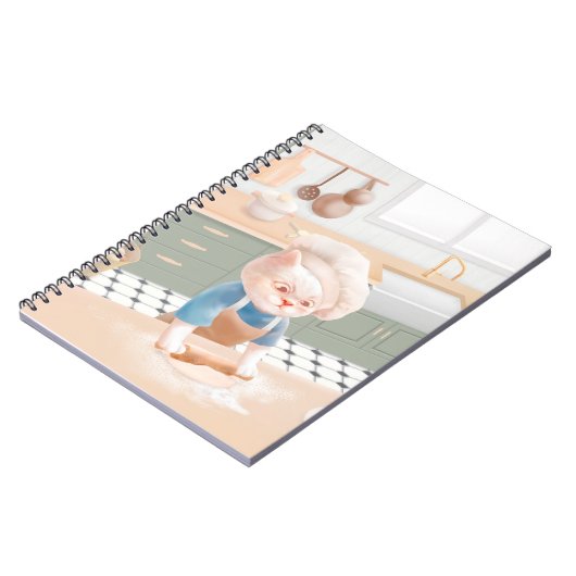 Kat in het Pet van Chef Rolling Dough bij Kitchen Notitieboek (Linkerzijde)