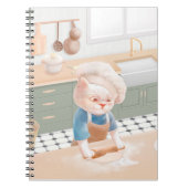 Kat in het Pet van Chef Rolling Dough bij Kitchen Notitieboek (Voorkant)