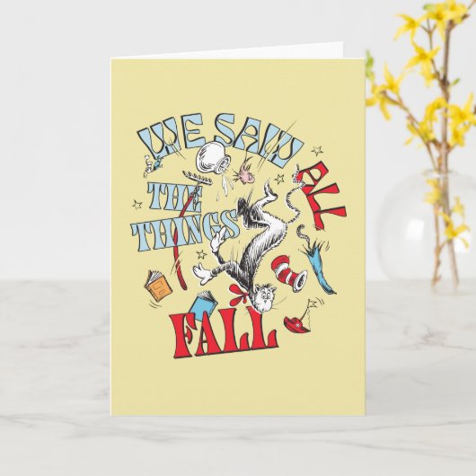 Kat in het Pet | We zagen alle dingen Herfsten Kaart (Gele Bloem)