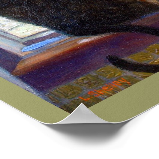 Kat in het raam door Lora Shelley Poster (Hoek)