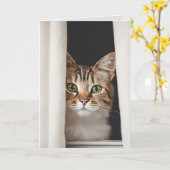 Kat in het raam voor Miss You Kaart (Gele Bloem)