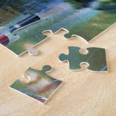 Kat in het Santa Claus-pet biedt kerstcadeau Legpuzzel (Zijkant)