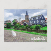 Kat in het traditionele vissersdorp briefkaart (Voorkant)