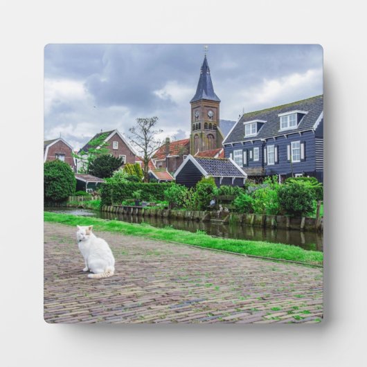 Kat in het traditionele vissersdorp fotoplaat (Voorkant)
