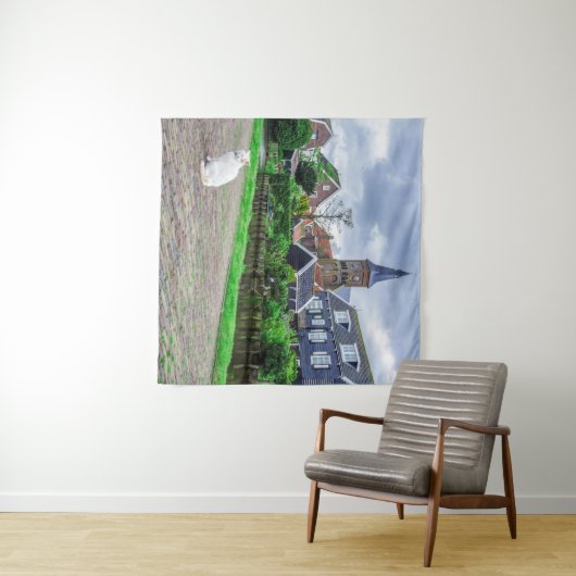 Kat in het traditionele vissersdorp wandkleed (In Situ (horizontaal))