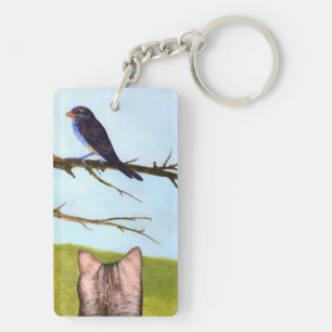 Kat in het venster Acryl Sleutelhanger