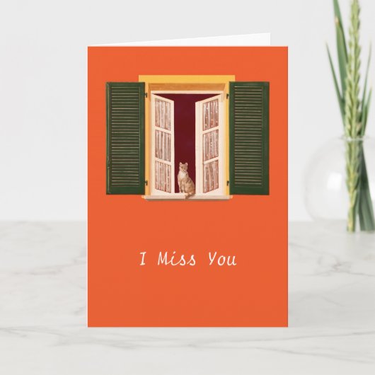 Kat in het venster bedankkaart (Voorkant)