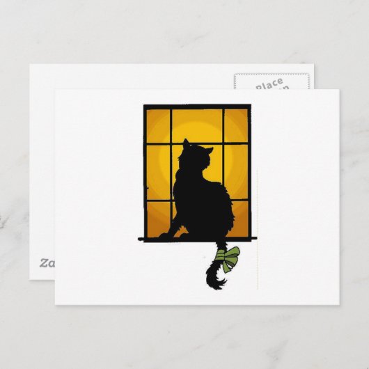 Kat in het venster briefkaart (Voorkant / Achterkant)