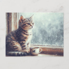 Kat in het Venster Briefkaart