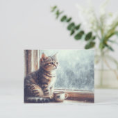 Kat in het Venster Briefkaart (Staand voorkant)