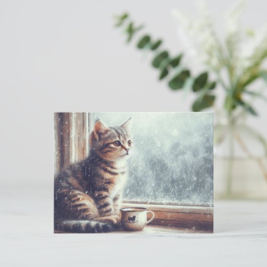 Kat in het Venster Briefkaart (Staand voorkant)