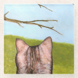 Kat in het Venster Glazen Onderzetter