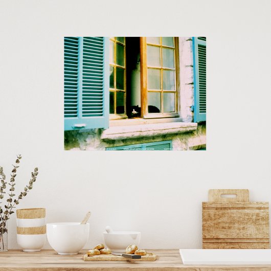 Kat in het venster/JSKFR003 Poster (Keuken)