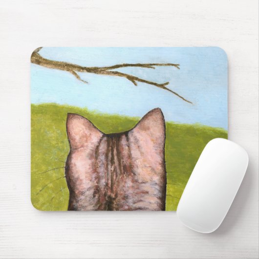 Kat in het venster Mousepad Muismat (Met muis)