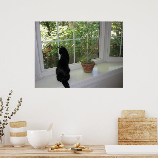 Kat in het Venster Poster (Keuken)