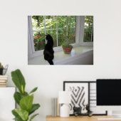 Kat in het Venster Poster (Thuiskantoor)