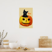 Kat in het Vintage-Halloween-Poster Pumpkin Poster (Keuken)