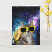 Kat in het Wenskaart van de Kosmische ruimte Kaart (Gele Bloem)