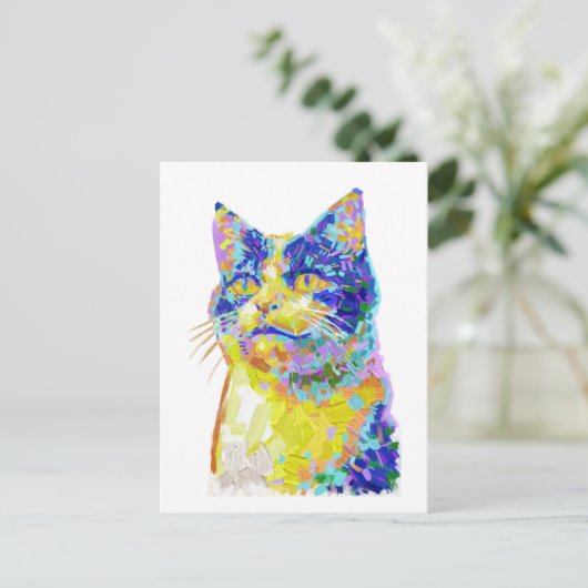 Kat in het zonlicht briefkaart (Staand voorkant)