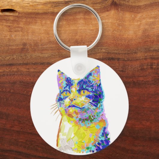 Kat in het zonlicht Button Sleutelhanger (Voorkant)