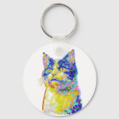 Kat in het zonlicht Button Sleutelhanger (Achterkant)