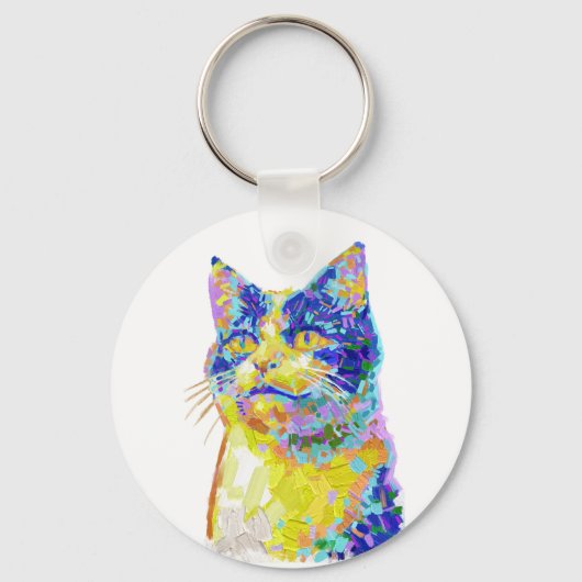 Kat in het zonlicht Button Sleutelhanger (Achterkant)