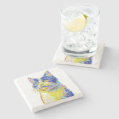 Kat in het zonlicht Button Stenen Onderzetter (Zijkant)