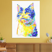 Kat in het zonlicht canvas afdruk (Insitu (Woonkamer))