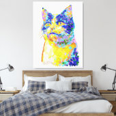 Kat in het zonlicht canvas afdruk (Insitu (Slaapkamer))