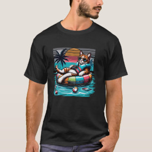 Kat in het zwemzone Grappige kat zwemt Zwemcoach T-shirt