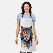 Kat in hoofdtelefoon schort (Gedragen)