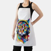 Kat in hoofdtelefoon schort (Insitu)