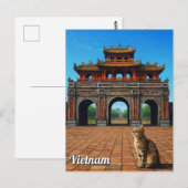 Kat in Hue Imperial City Vietnam Reizen Briefkaart (Voorkant / Achterkant)