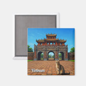 Kat in Hue Imperial City Vietnam Reizen Magneet (Voorkant / Achterkant)