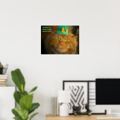 Kat in Iers Pet met spreekwoord Poster (Thuiskantoor)