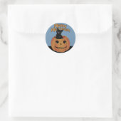 kat in Jack'o'Lantern Ronde Sticker (Tas)