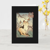 kat in Japanse stijl Kaart (Gele Bloem)