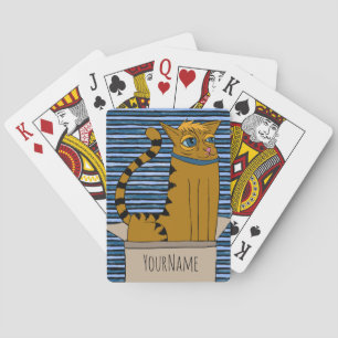 Kat in kartonnen doos Cartoon Tekening Pokerkaarten