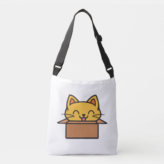 Kat in kartonnen doos crossbody tas (Voorkant)