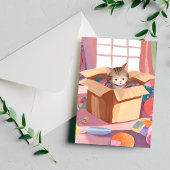 Kat in kartonnen doos | Kitten Waterverf Cat Briefkaart
