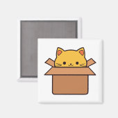 Kat in kartonnen doos magneet (Voorkant / Achterkant)