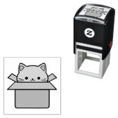 Kat in kartonnen doos zelfinktende stempel (In situ)