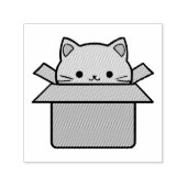 Kat in kartonnen doos  zelfinktende stempel (Design)