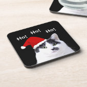 Kat in Kerstmis in Santa Hat Bier Onderzetter (Linkerzijde)