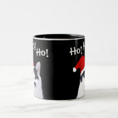 Kat in Kerstmis in Santa Hat Tweekleurige Koffiemok (Center)