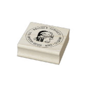 Kat in kerstmuts Rond adres Rubberstempel (Stempel)