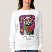 Kat in kerstverlichting, grappige meowy kerst trui (Voorkant)