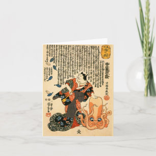 Kat in Kimono, Octopus Kuniyoshi Japanse fijne kun Kaart