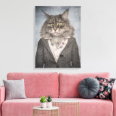 Kat in kleding canvas afdruk (Insitu (Woonkamer))