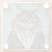 Kat in kleding glazen onderzetter (Achterkant)
